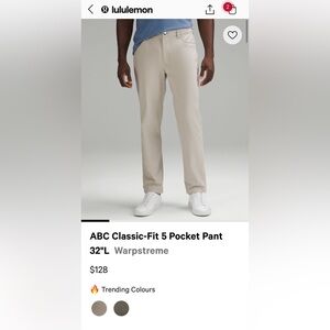 ABC Classic-Fit 5 Pocket Pant
32"L Warpstreme